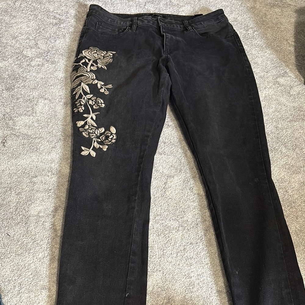 Buffalo David Bitton Black Straight Leg Jeans with Embroidery - Picture 1 of 7